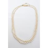 Cultured pearl necklace - comprising rows of eighty-three and ninety-one cultured pearls,