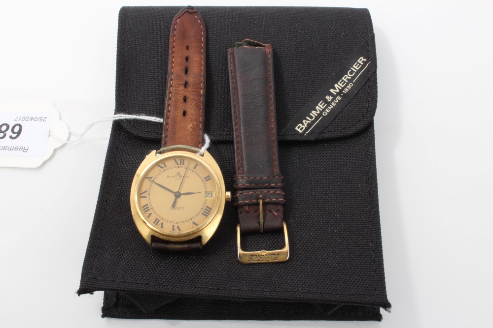 1970s gentlemen's gold (18ct) Baume & Mercier Quartz wristwatch with gilt dial, - Image 4 of 4