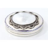 19th century Continental silver box of oval form, with bead borders,