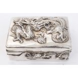 Late 19th / early 20th century Chinese silver cigarette box of rectangular form,