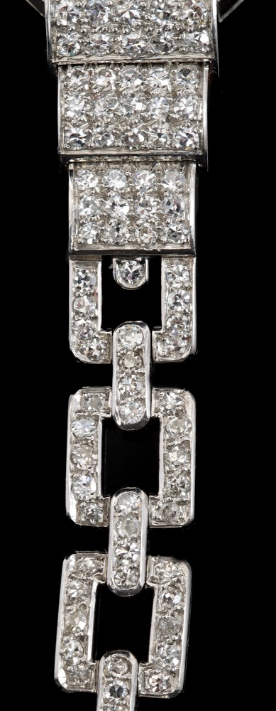 Art Deco ladies' Jaeger white gold (18ct) and diamond set cocktail bracelet watch, - Image 4 of 5