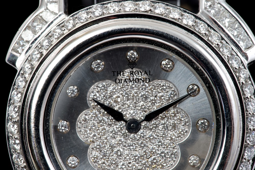 A diamond set quartz wristwatch, by The Royal Diamond, the circular dial with pavé set diamonds, - Image 2 of 4