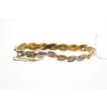 Italian three-colour gold bracelet with woven design, by Periamma,