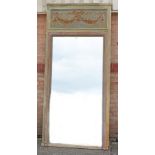 Substantial Continental neoclassical painted and gilt gesso pier mirror,