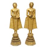 Fine pair of late 19th / early 20th century Thai gilt bronze Buddha figures,