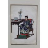 Chinese School 19th century group of three paintings on pith paper,