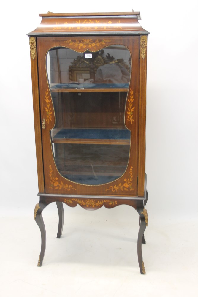 Edwardian mahogany and marquetry inlaid display cabinet with pierced brass gallery and three - Image 2 of 3