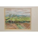 Peggy Somerville (1918 - 1975), pastel - Suffolk Landscape, in glazed gilt frame, 16cm x 20cm.