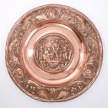Harold Harvey (1874 - 1941), rare and fine Newlyn copper charger,