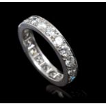 Diamond eternity ring with a full band of twenty brilliant cut diamonds estimated to weigh