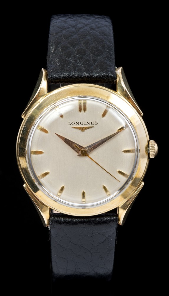 1950s gentlemen's Longines wristwatch with silvered dial,