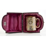 Fine quality Victorian parcel gilt christening mug of tapering form,
