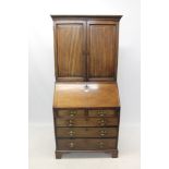George III mahogany bureau cabinet,