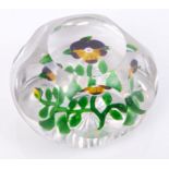 Mid-19th century Baccarat glass paperweight with pansy decoration,