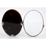Georgian silver and tortoiseshell magnifying glass with swing-out magnifier (apparently unmarked),