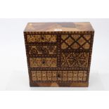 Late 19th century Japanese parquetry inlaid table cabinet with six drawers and ornate geometric