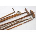 Seven assorted Edwardian and later whips - including stag antler-handled,