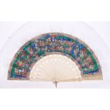 Exceptional 19th century Cantonese carved ivory and painted 'thousand faces' fan,