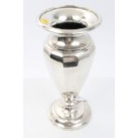George V silver vase of tapered faceted form, with flared rim,