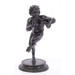 19th century Grand Tour Continental bronze figure of Pan, raised on circular moulded plinth,