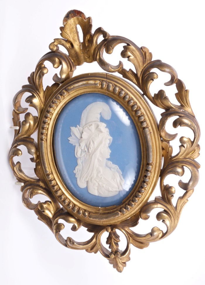 Rare pair of Early 19th century Wedgwood blue Jasper ware portrait medallions of The Prince of - Image 2 of 2