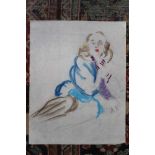 *Lucy Harwood (1893 - 1972), pencil and pastel drawing of a reclining figure, unframed,