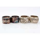 Pair heavy contemporary silver napkin rings of circular form,