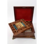 Fine George IV mahogany sewing box of sarcophagus form,