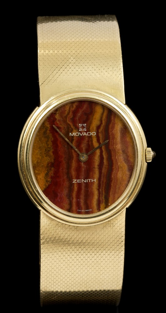 1970s gentlemen's Morado Zenith gold (18ct) wristwatch with oval agate dial, gold hands, - Image 2 of 2