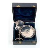 Victorian silver travelling communion set - comprising communion cup on a turned stem and paten