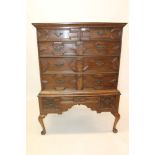 17th century-style oak geometric chest on stand,
