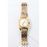 1960s ladies' Jaeger-LeCoultre gold (18ct) wristwatch on later gold (9ct) bark-effect bracelet