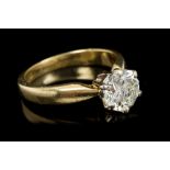 Diamond single stone ring, the round brilliant cut diamond estimated to weigh approximately 1.