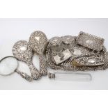 Collection of Victorian and Edwardian silver and silver mounted dressing table items - including
