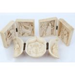 Pair of 19th century Dieppe carved ivory devotional groups, each carved as a box,