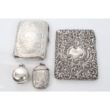 Victorian silver cigarette case with engraved foliate decoration (Birmingham 1897) and a silver