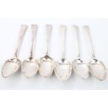 Six Georgian silver Old English pattern tablespoons,