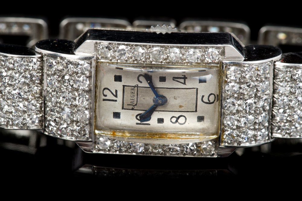 Art Deco ladies' Jaeger white gold (18ct) and diamond set cocktail bracelet watch, - Image 2 of 5