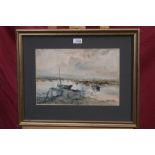 Jack Cox (1914 - 2007), watercolour - low tide at Wells, signed, in glazed gilt frame,