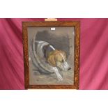 Kate Unwin, late Victorian pastel portrait of a hound, signed and dated 1881, in glazed gilt frame,