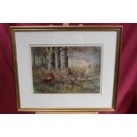 Philip Rickman (1891 - 1982), signed print - Pheasants in woodland, together with another matching,