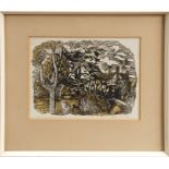 *John Aldridge (1905 - 1984), signed lithograph - Place House and Two Cats, in glazed frame,