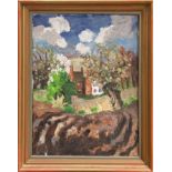*Lucy Harwood (1893 - 1972), oil on canvas - View at Shelley, Suffolk, signed verso, in gilt frame,