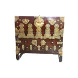 Fine Korean hardwood and brass bound chest,