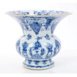 Late 17th century Chinese Kangxi blue and white vase of baluster form, with flared neck,