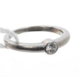 Platinum diamond single stone ring with a brilliant cut diamond estimated to weigh approximately 0.