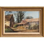 *Clive Madgwick (1934 - 2005), oil on canvas - Farm Buildings, signed, in gilt frame,