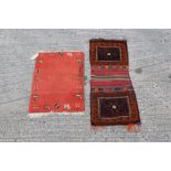 Afghan saddle bag with geometric ornament in russet tones, 122cm x 50cm,