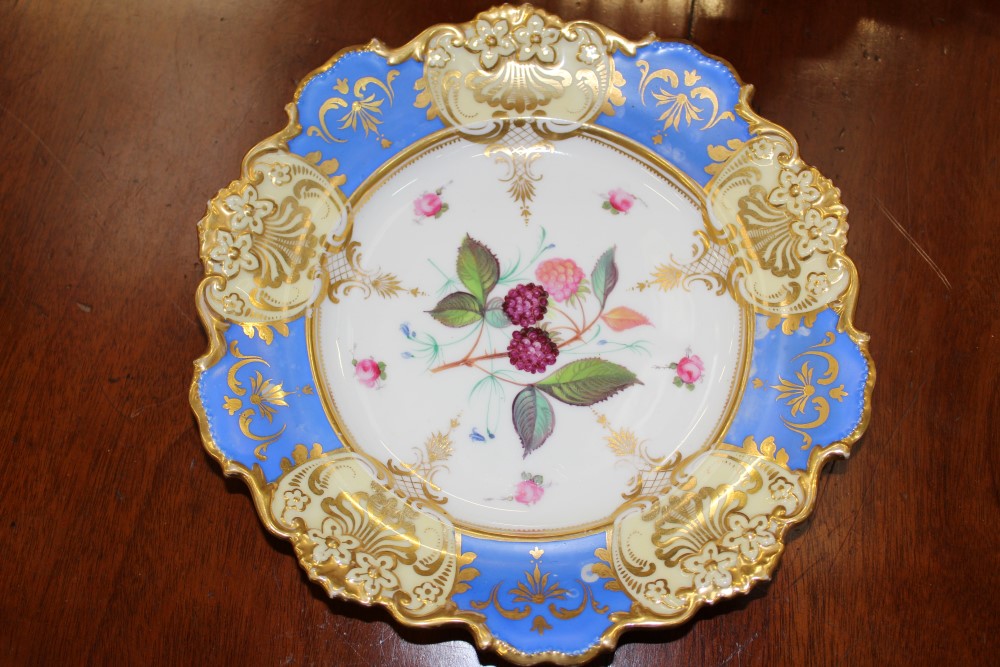 Good quality Victorian Davenport part dessert service with painted grapevine and floral sprigs - Image 5 of 19