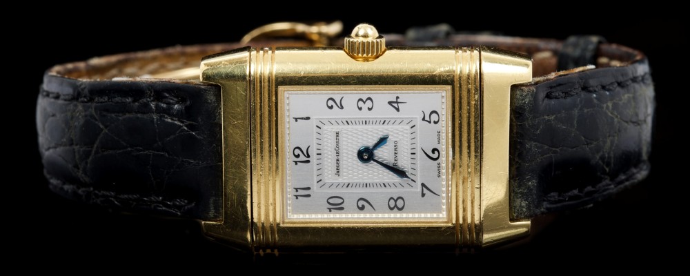 Fine ladies' Jaeger-LeCoultre yellow gold (18ct) and diamond Reverso Duetto wristwatch,